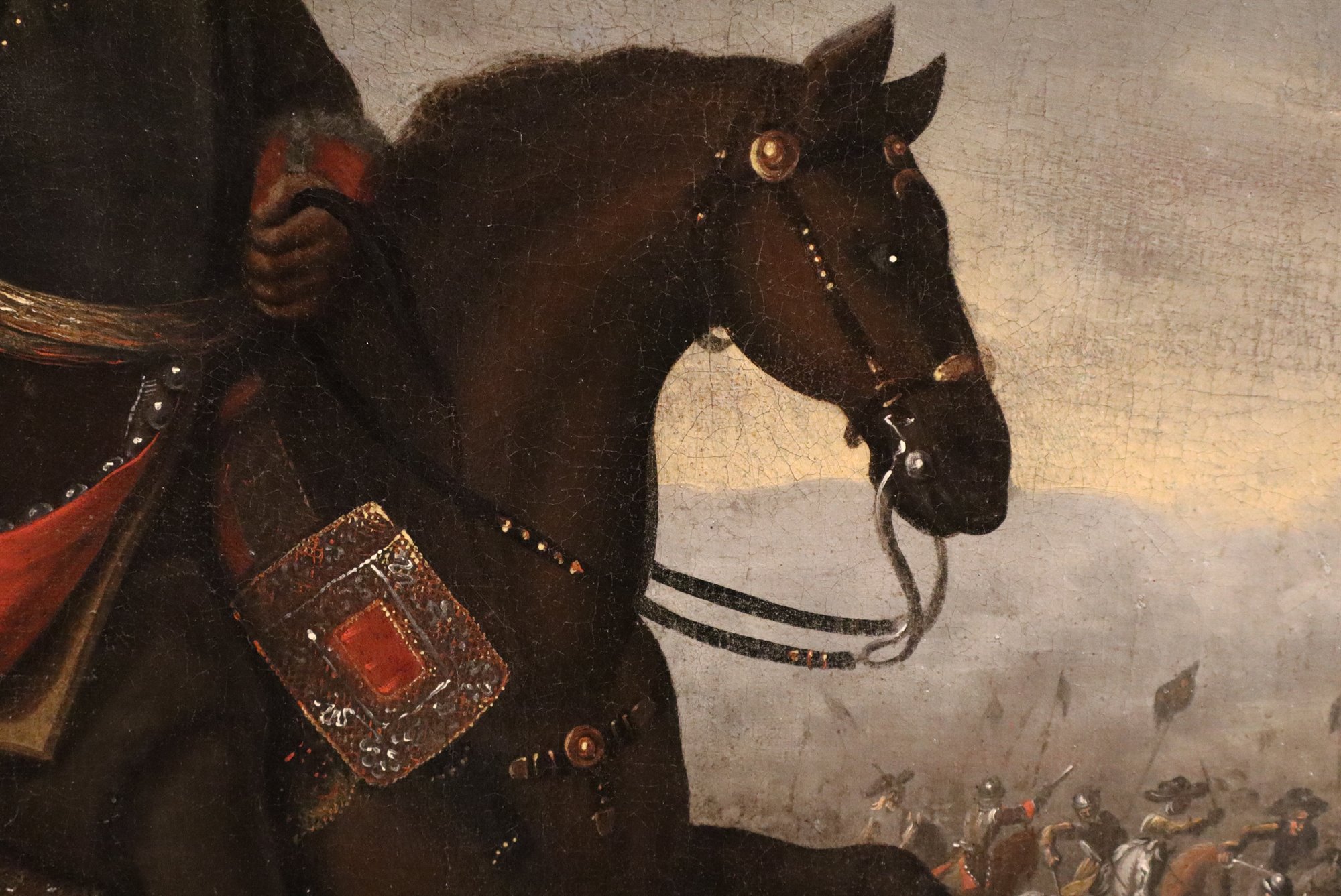 Ritratto equestre con scena di battaglia