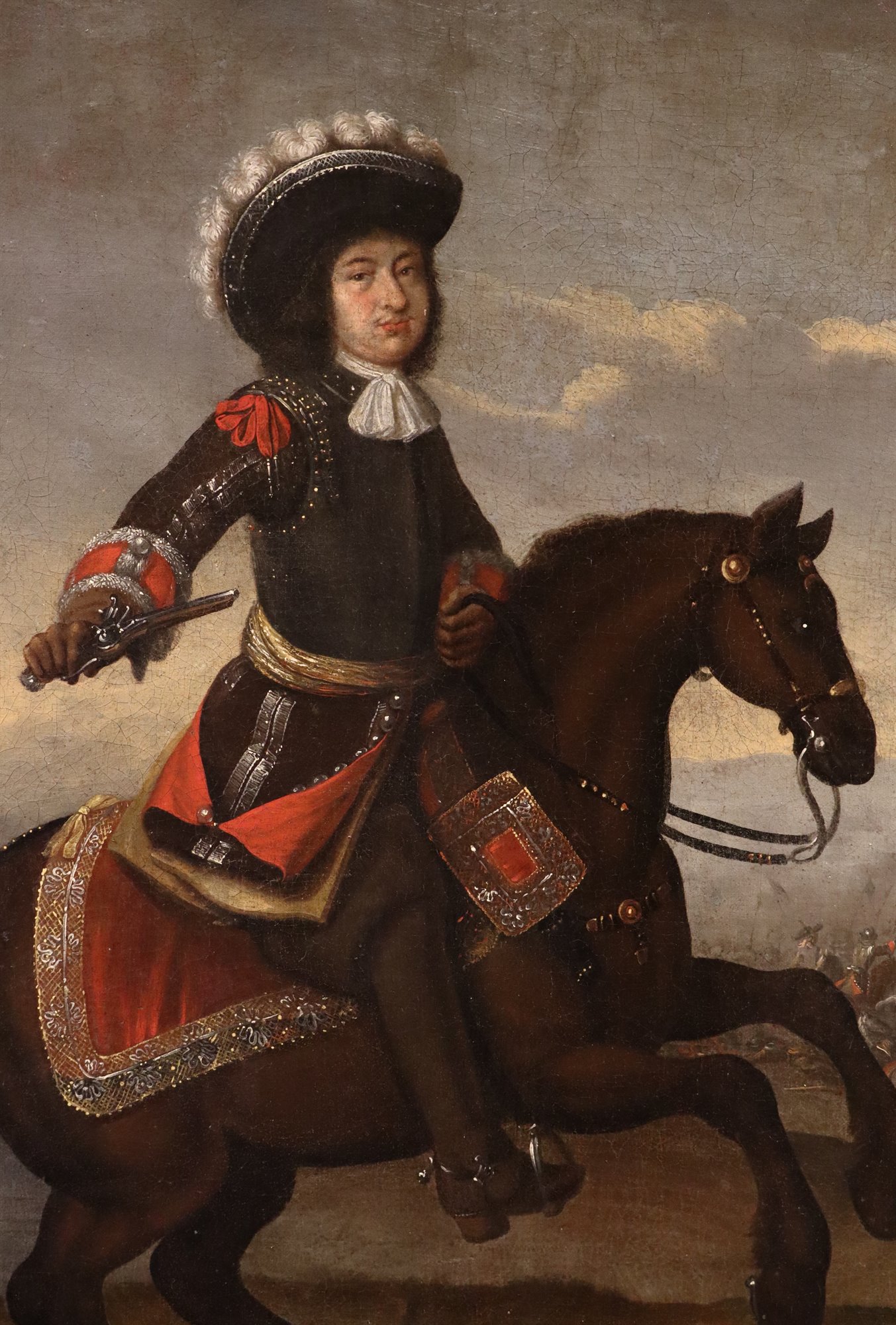 Ritratto equestre con scena di battaglia