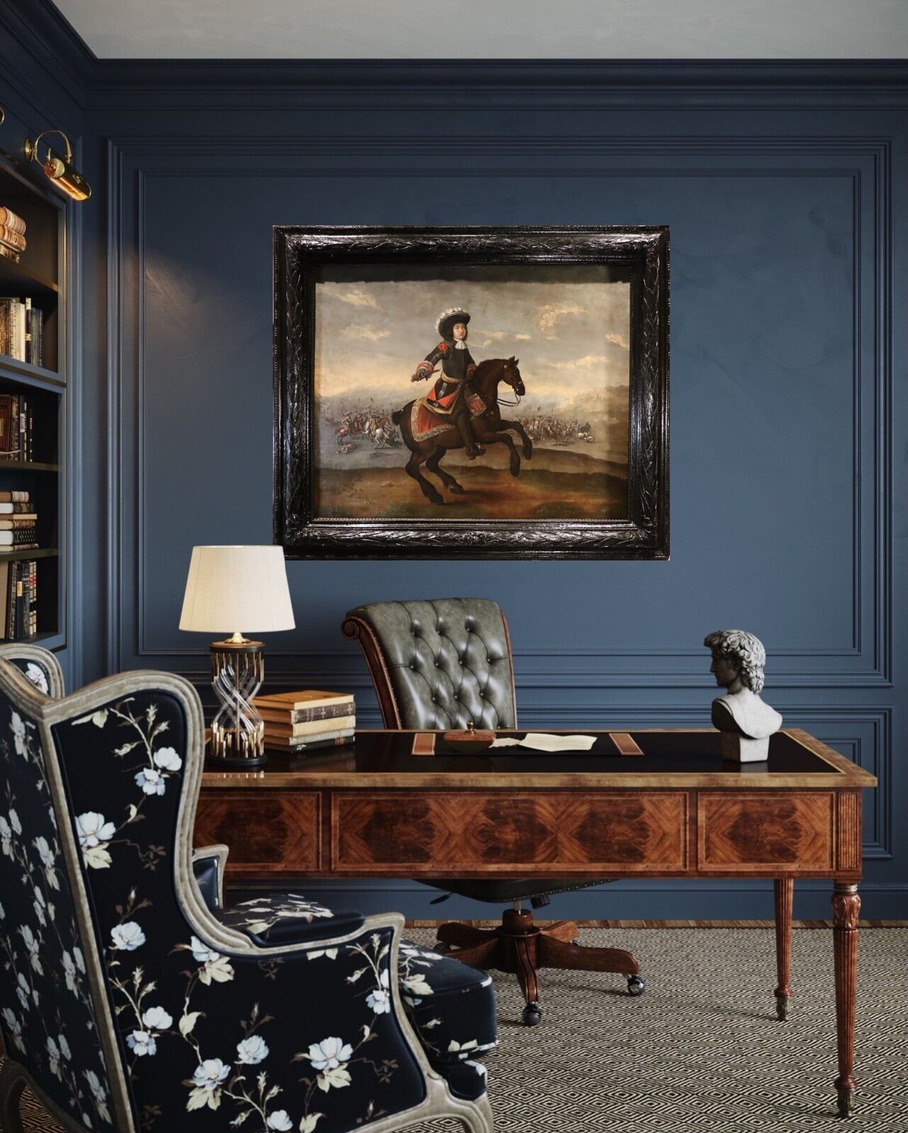 Ritratto equestre con scena di battaglia