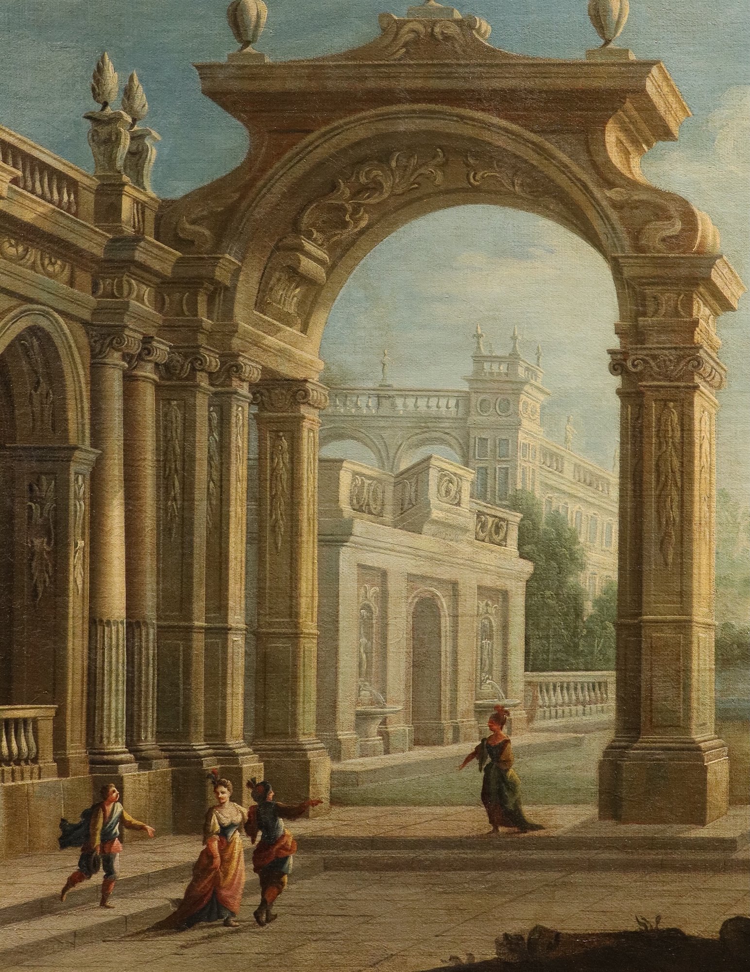 Capriccio architettonico con veduta costiera