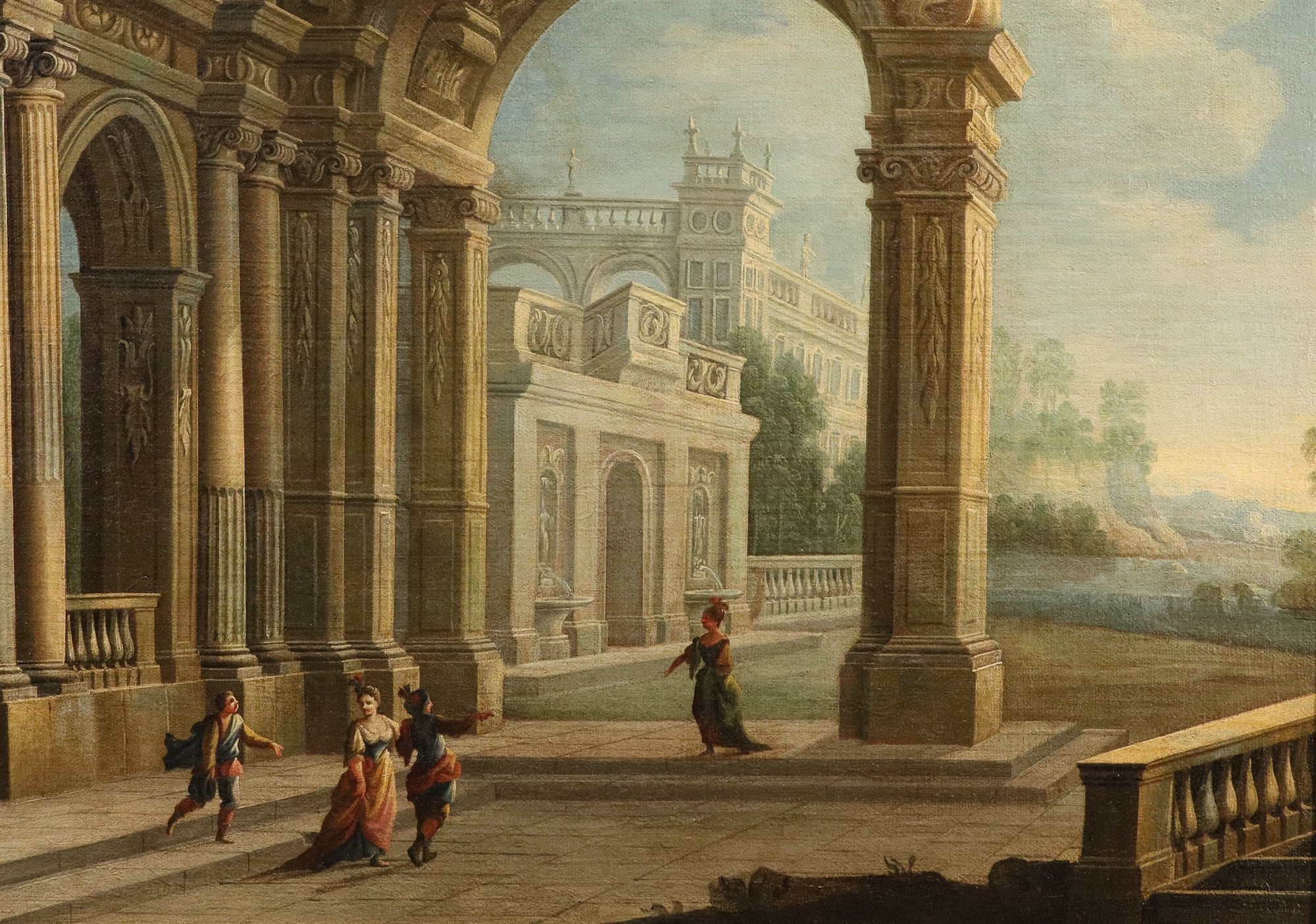 Capriccio architettonico con veduta costiera