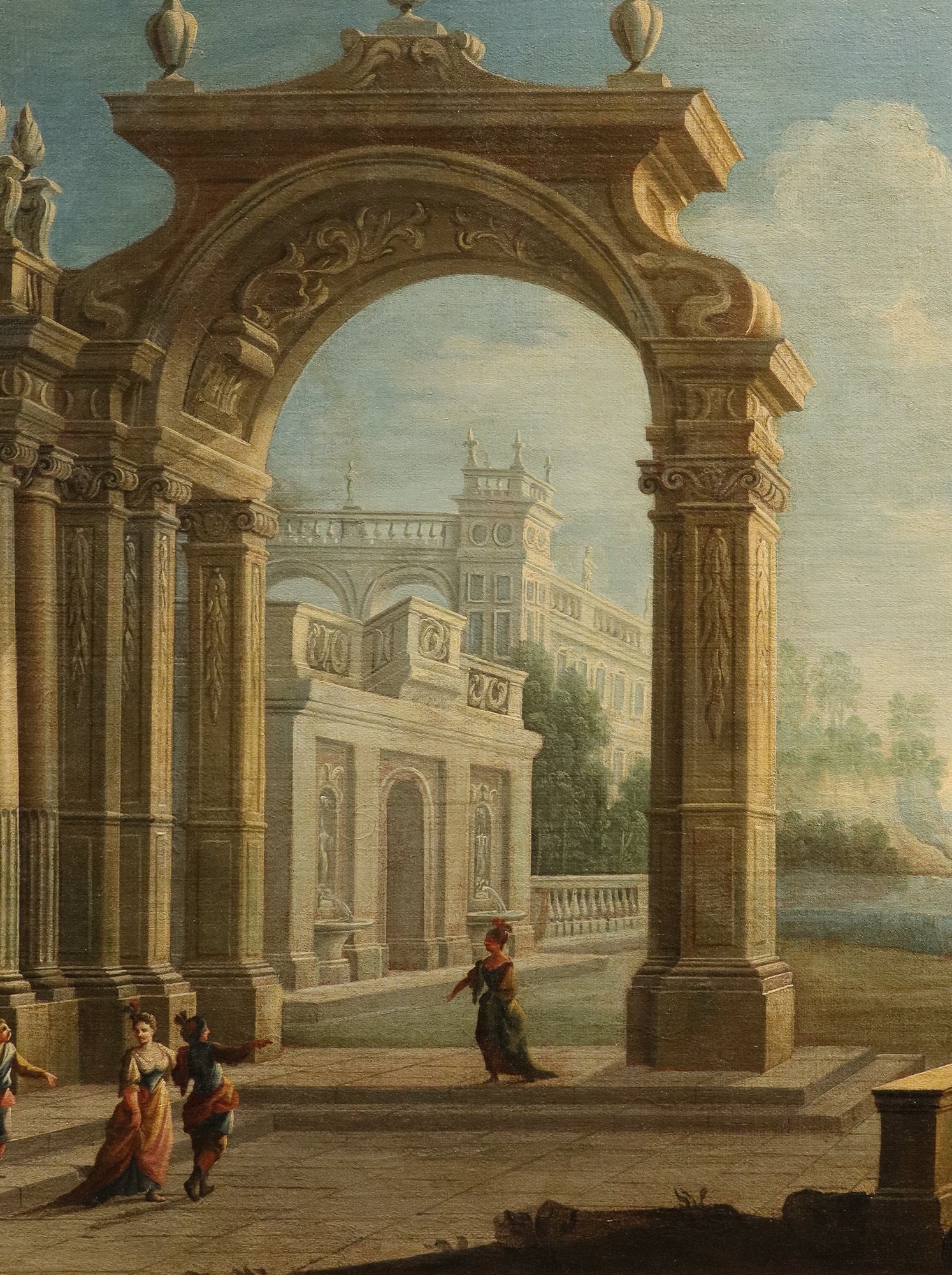 Capriccio architettonico con veduta costiera