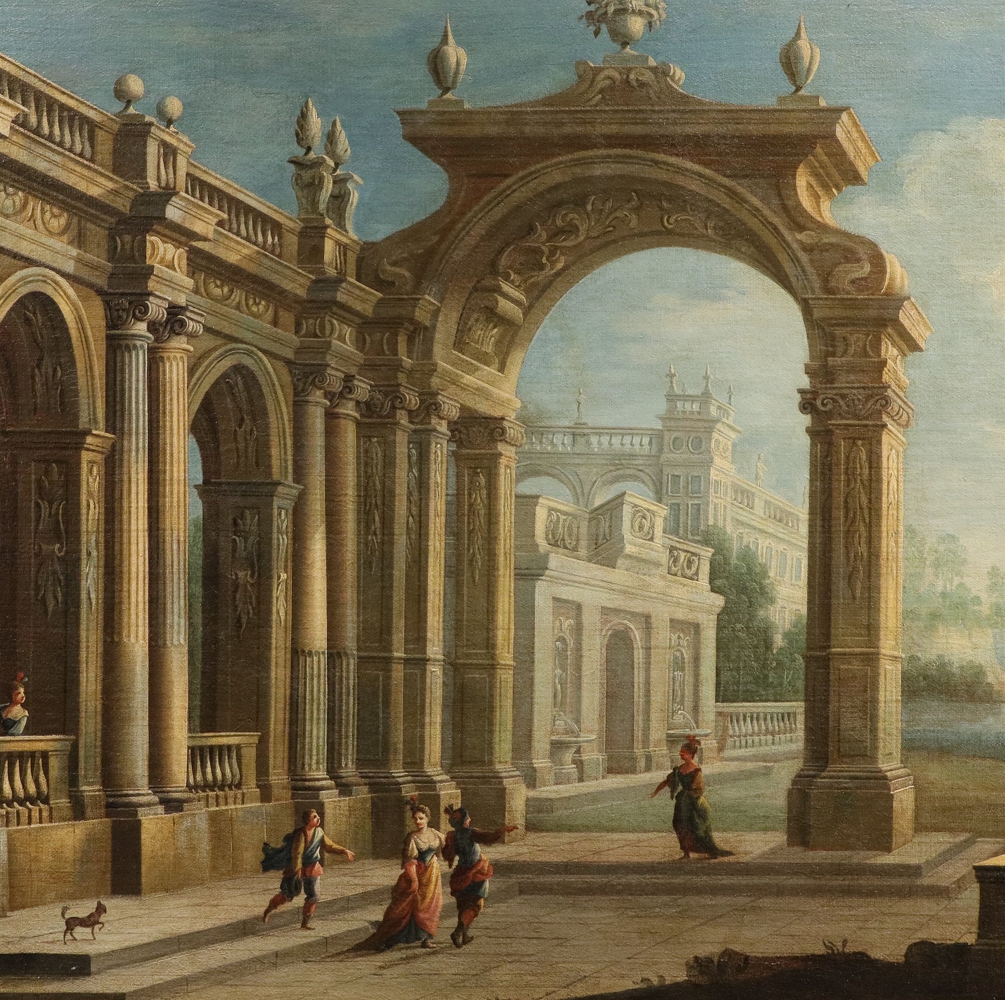 Capriccio architettonico con veduta costiera