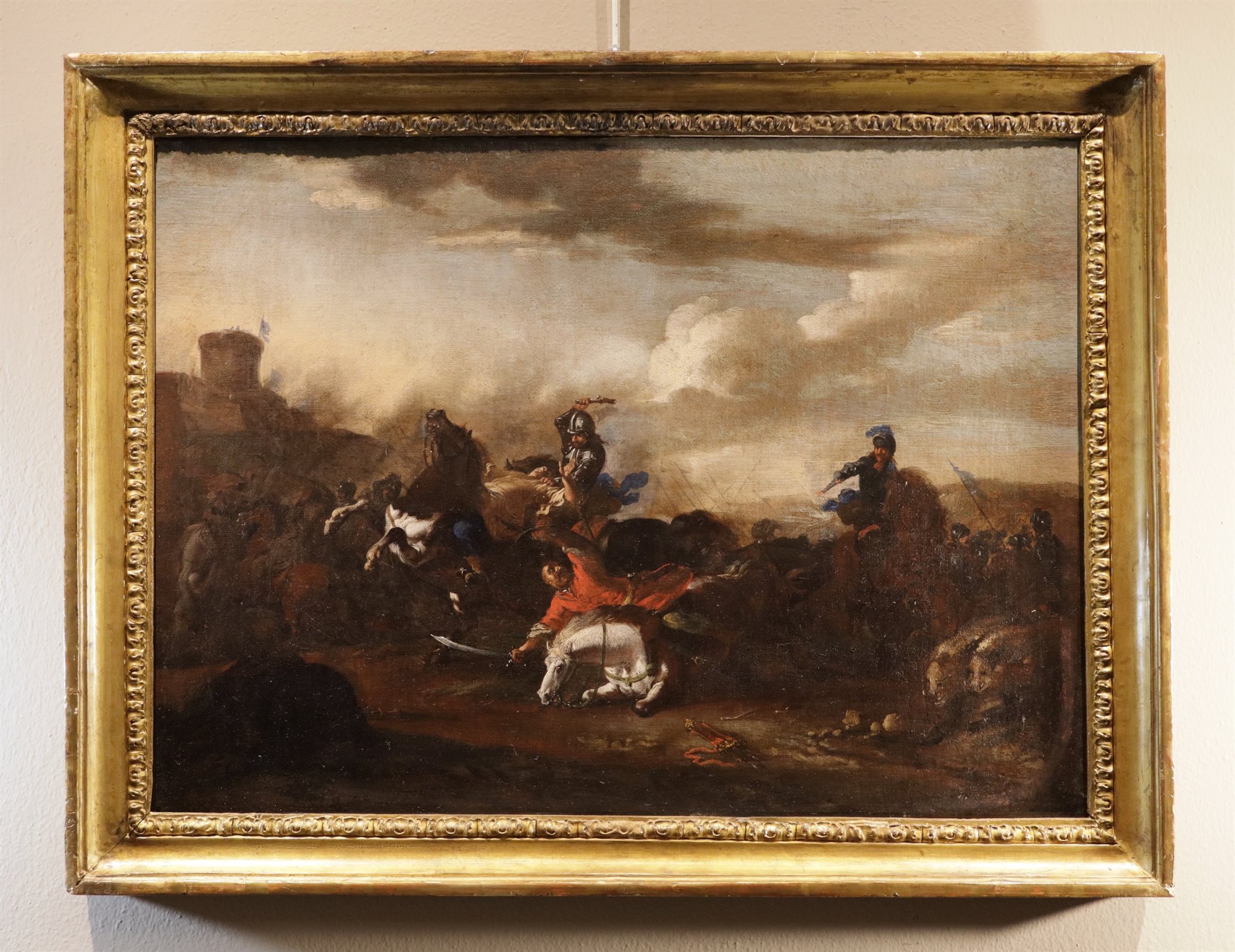 Coppia di battaglie tra cavalieri imperiali e turchi