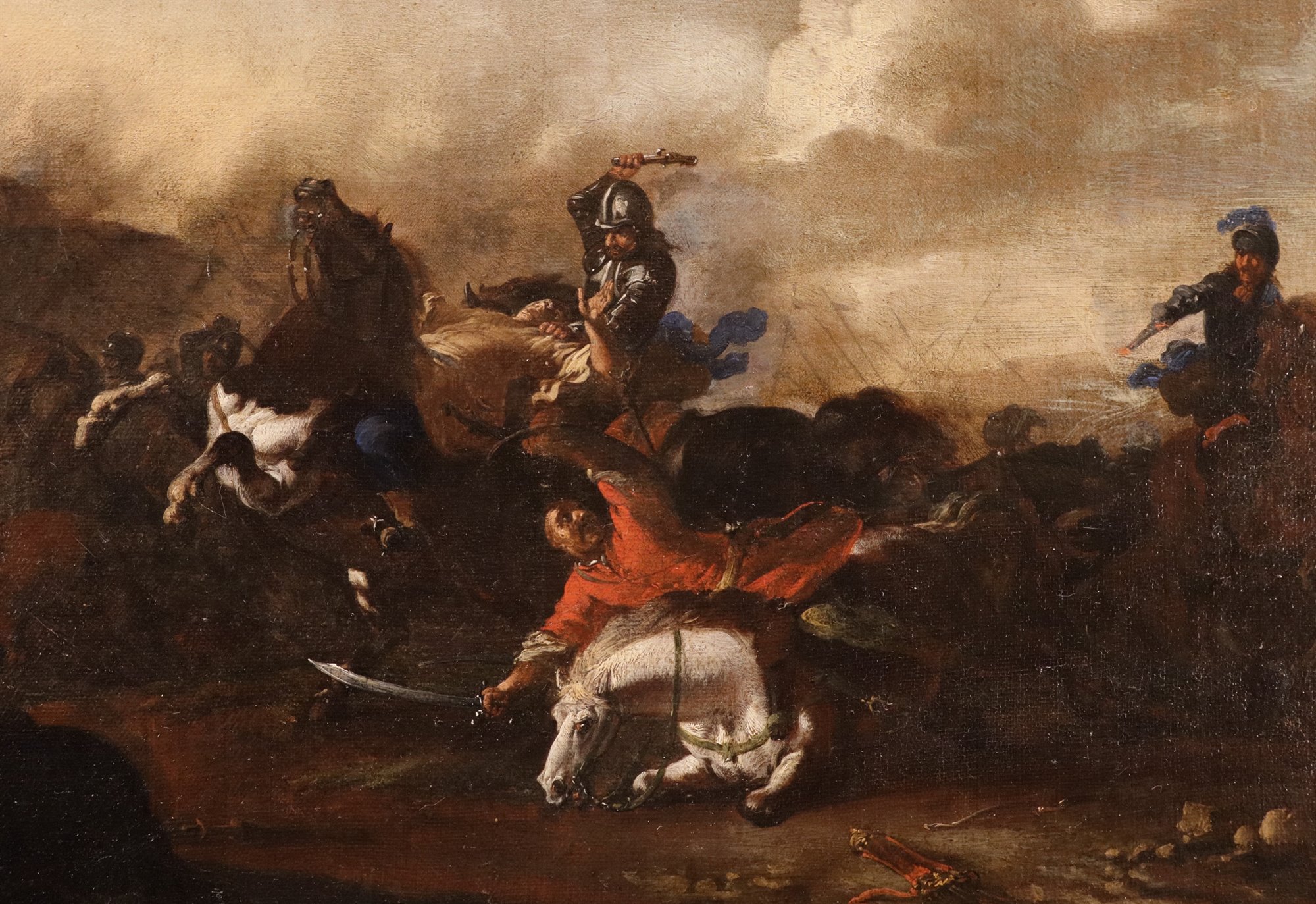 Coppia di battaglie tra cavalieri imperiali e turchi