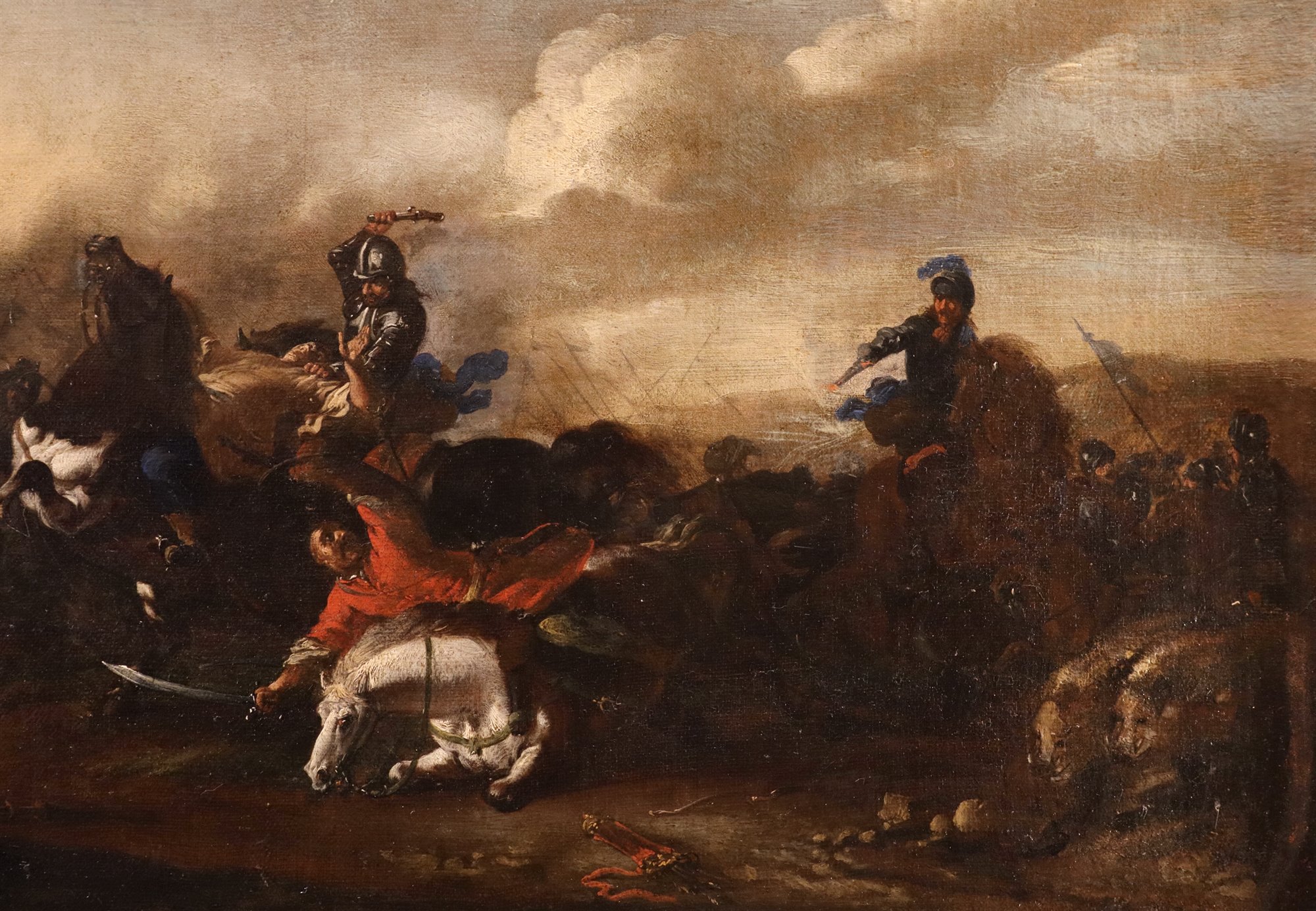 Coppia di battaglie tra cavalieri imperiali e turchi