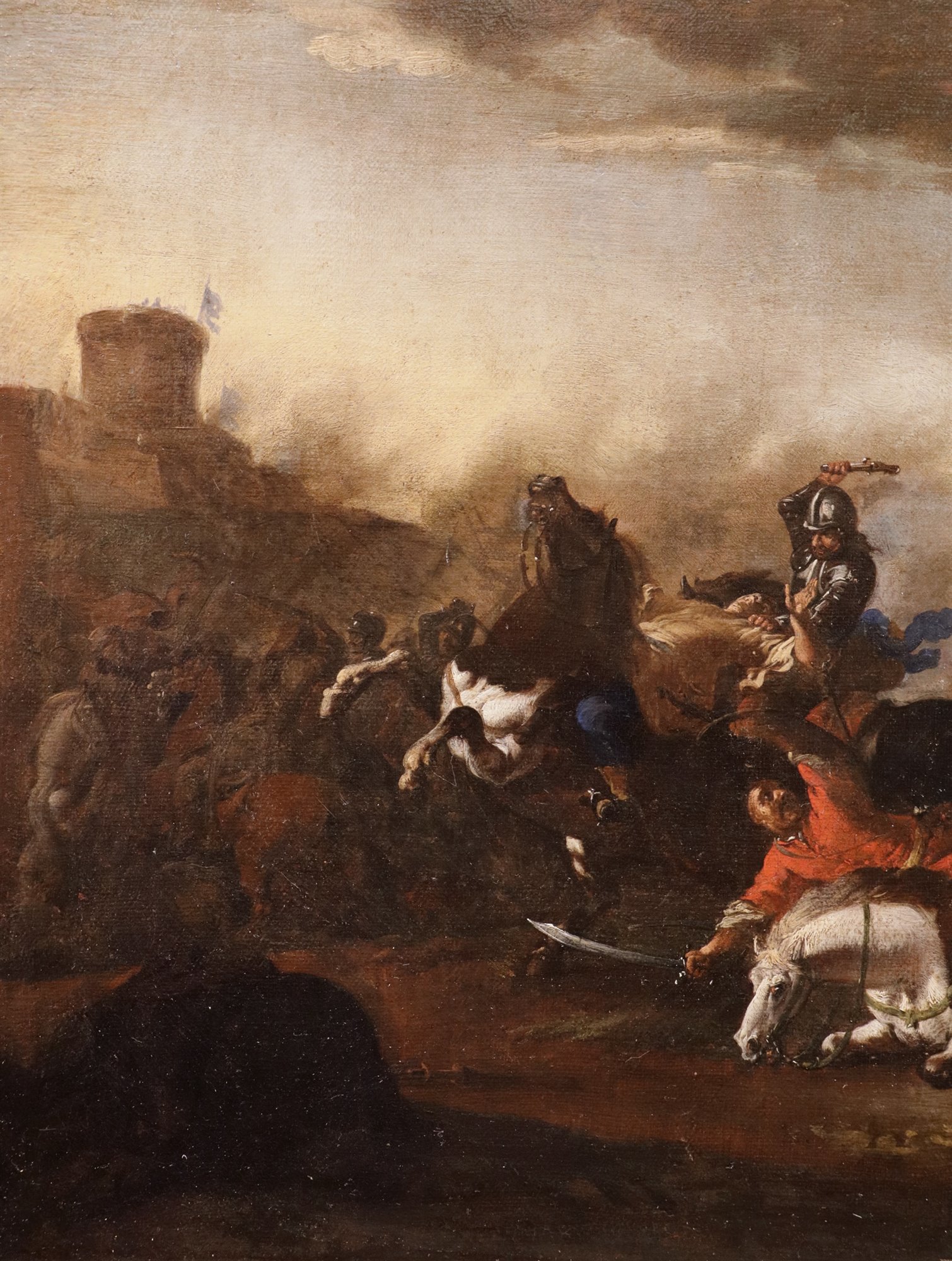 Coppia di battaglie tra cavalieri imperiali e turchi