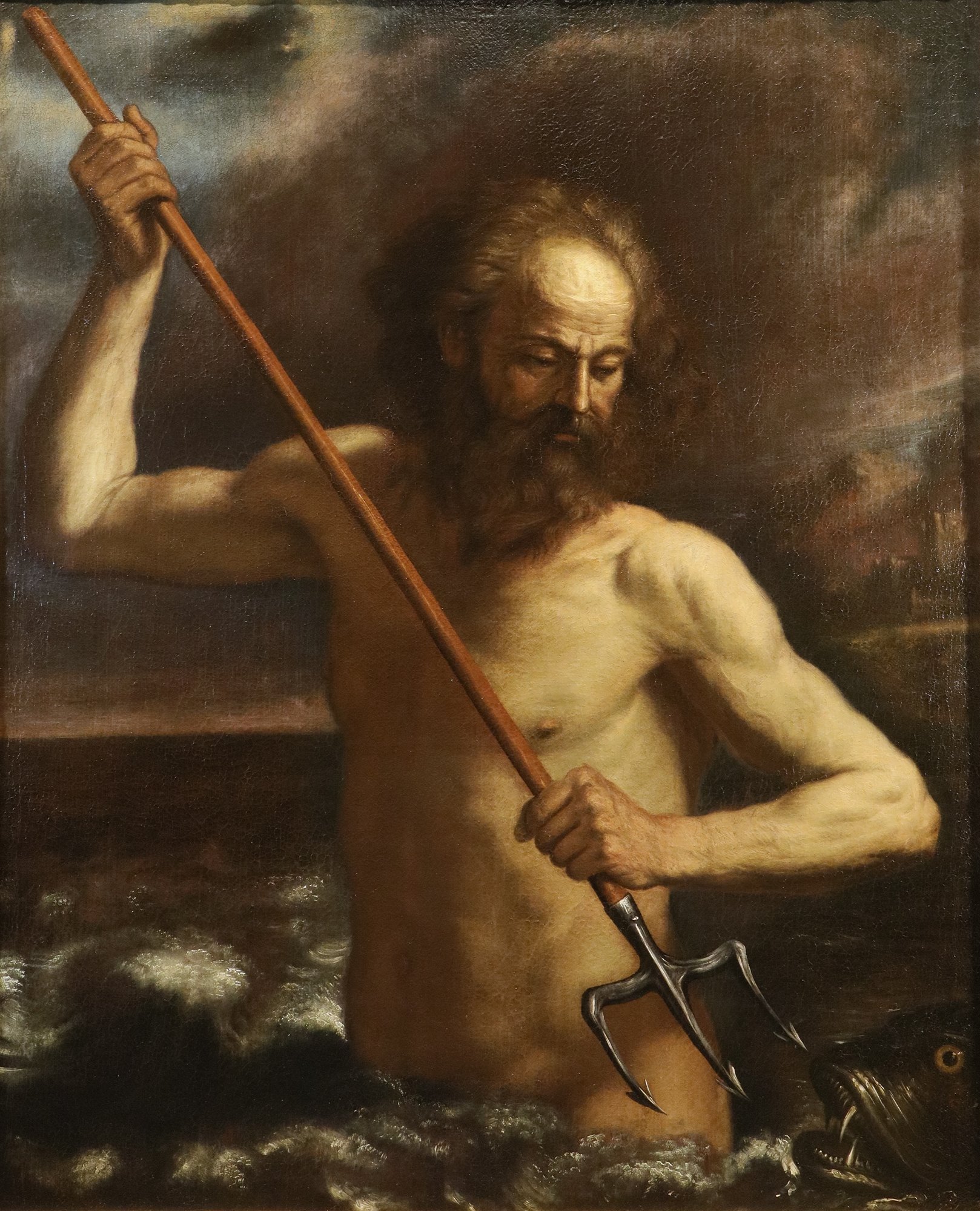 Nettuno sulle onde dell'oceano