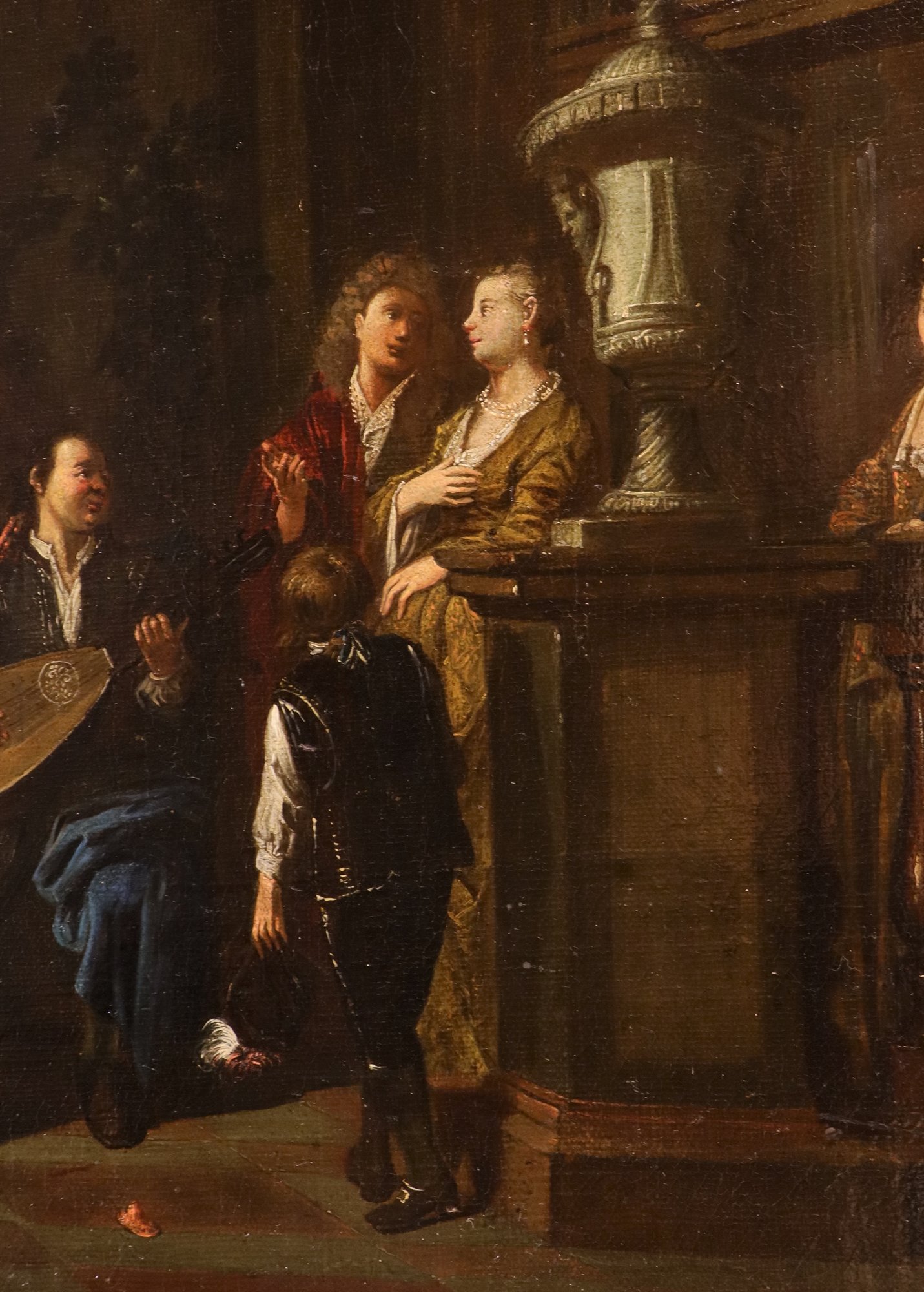 Coppia di interni con scende di genere 'Banchetto' e 'Rissa'