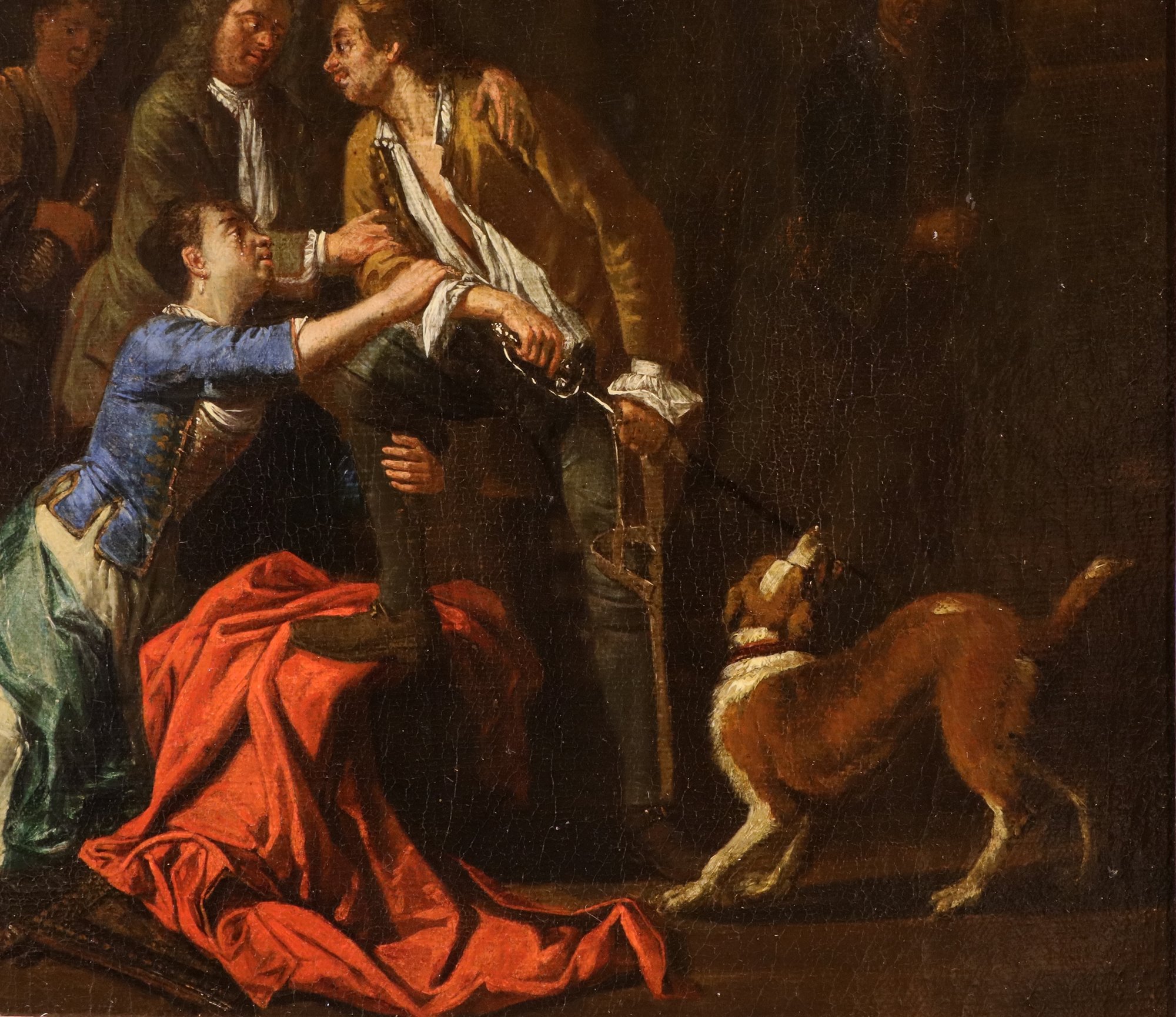 Coppia di interni con scende di genere 'Banchetto' e 'Rissa'