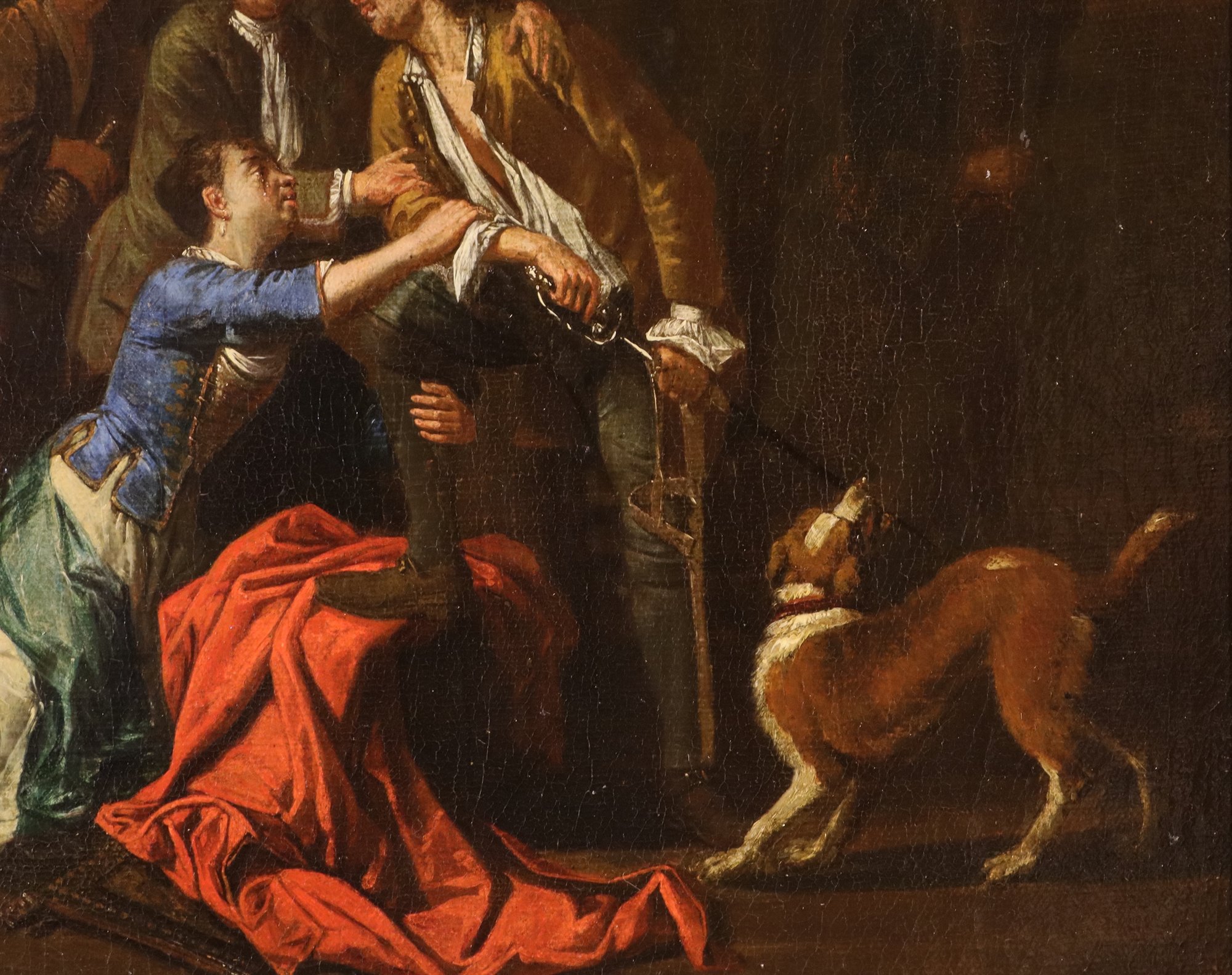 Coppia di interni con scende di genere 'Banchetto' e 'Rissa'