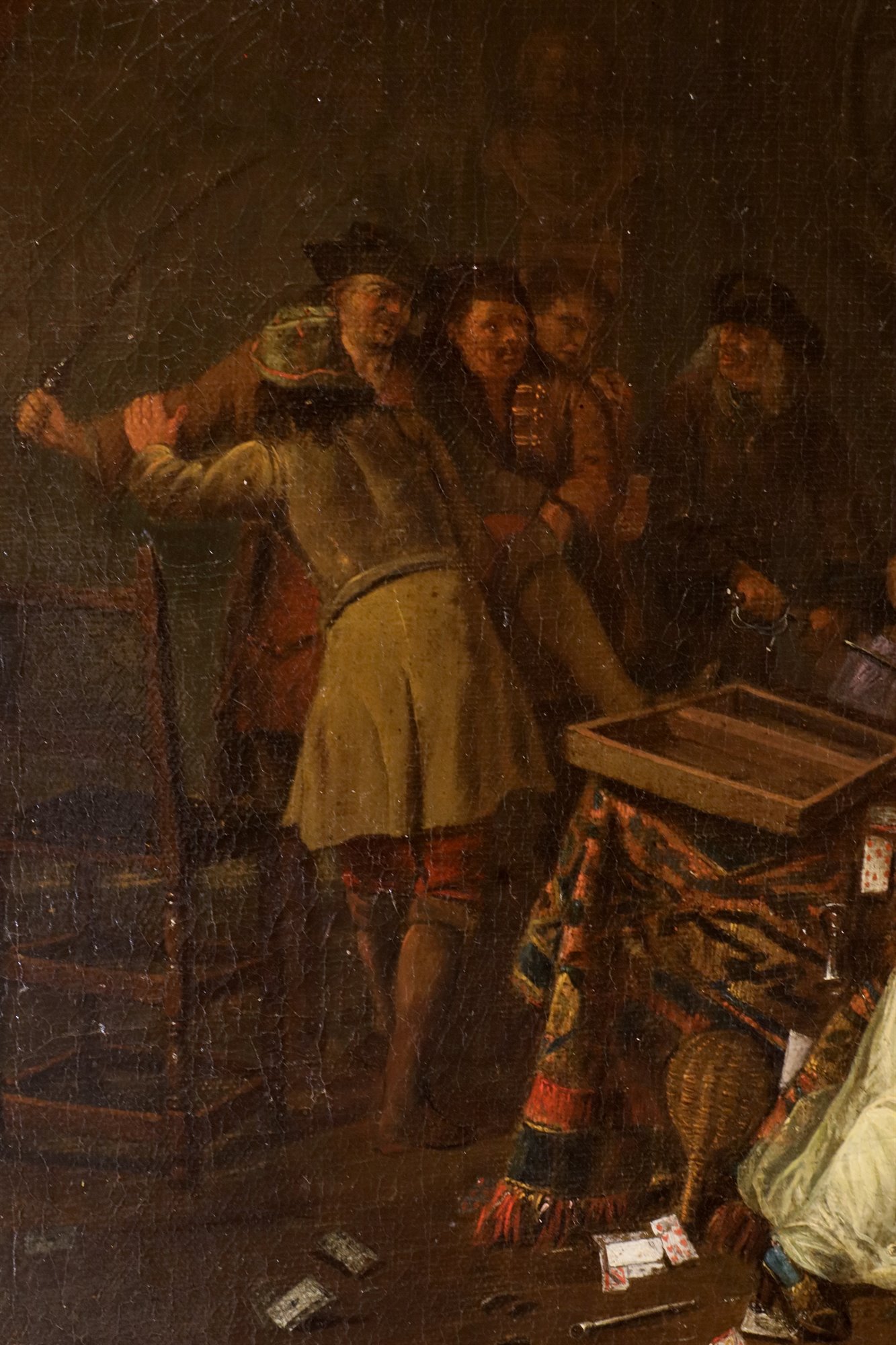 Coppia di interni con scende di genere 'Banchetto' e 'Rissa'