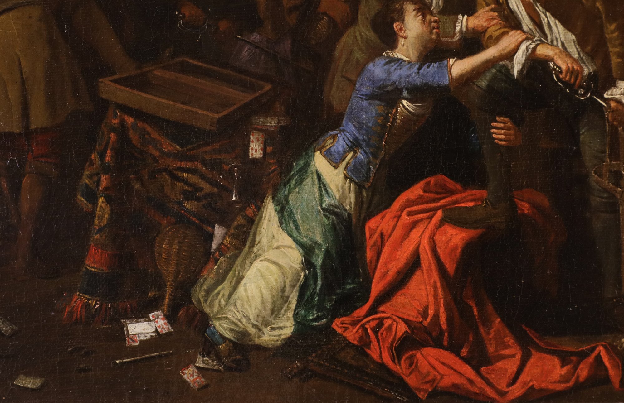 Coppia di interni con scende di genere 'Banchetto' e 'Rissa'