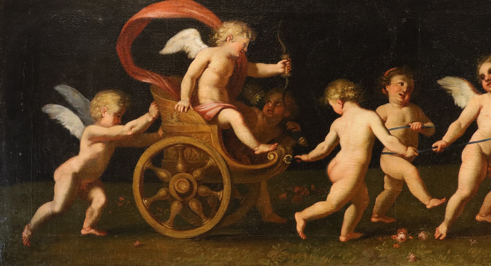 Amorini in gioco con il carro di Venere