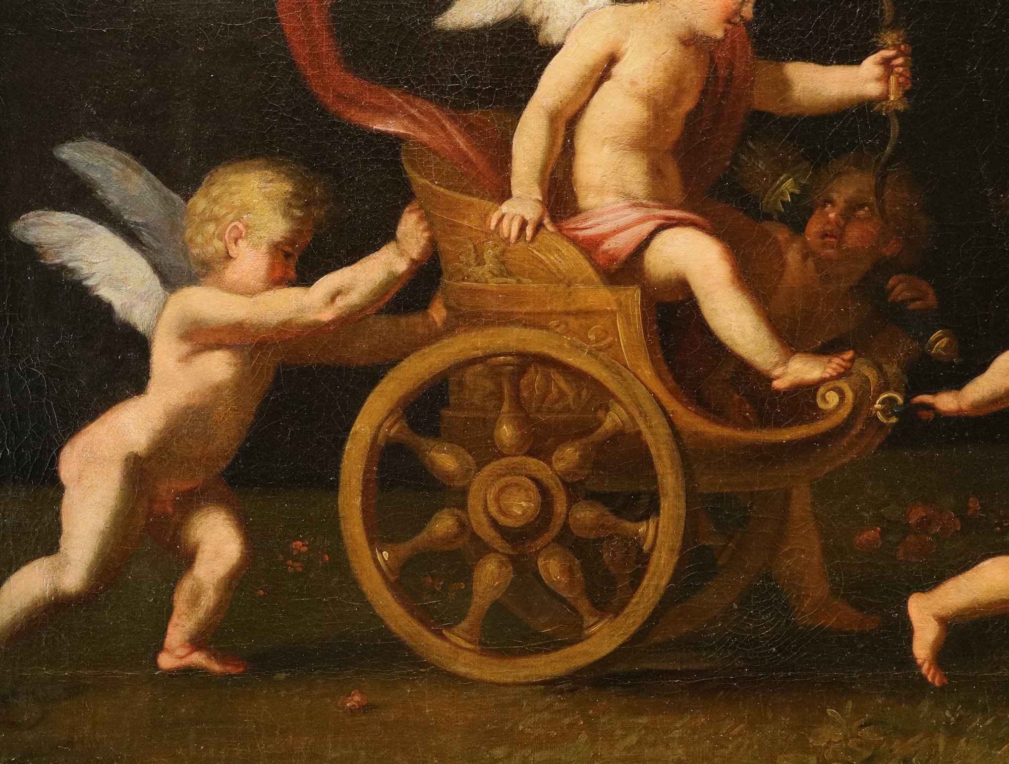 Amorini in gioco con il carro di Venere
