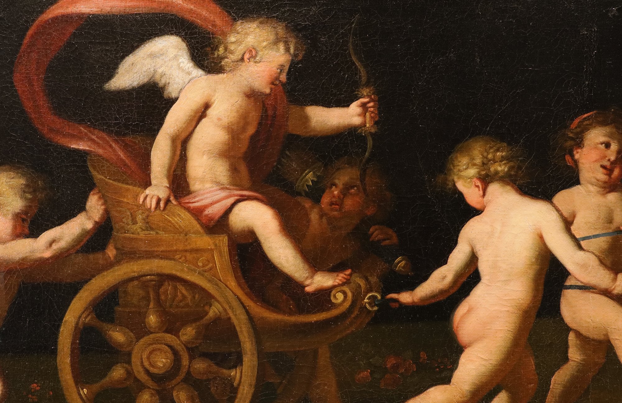 Amorini in gioco con il carro di Venere