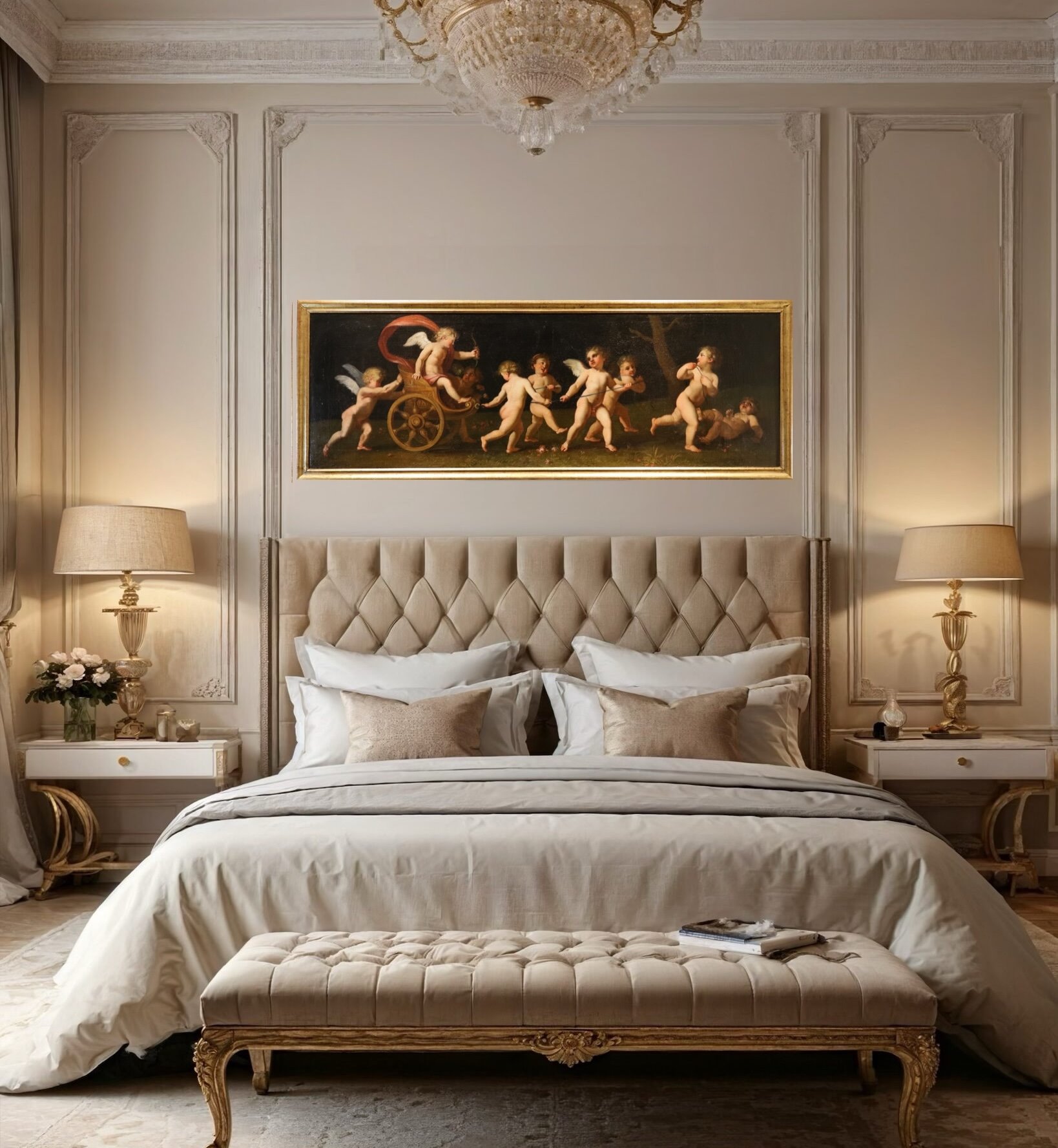 Amorini in gioco con il carro di Venere