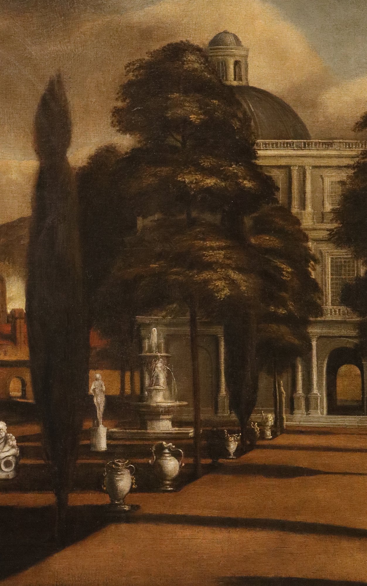 Veduta di una villa con giardino all'italiana