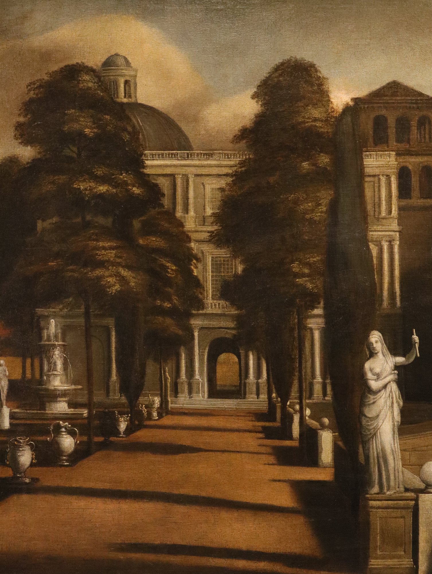 Veduta di una villa con giardino all'italiana
