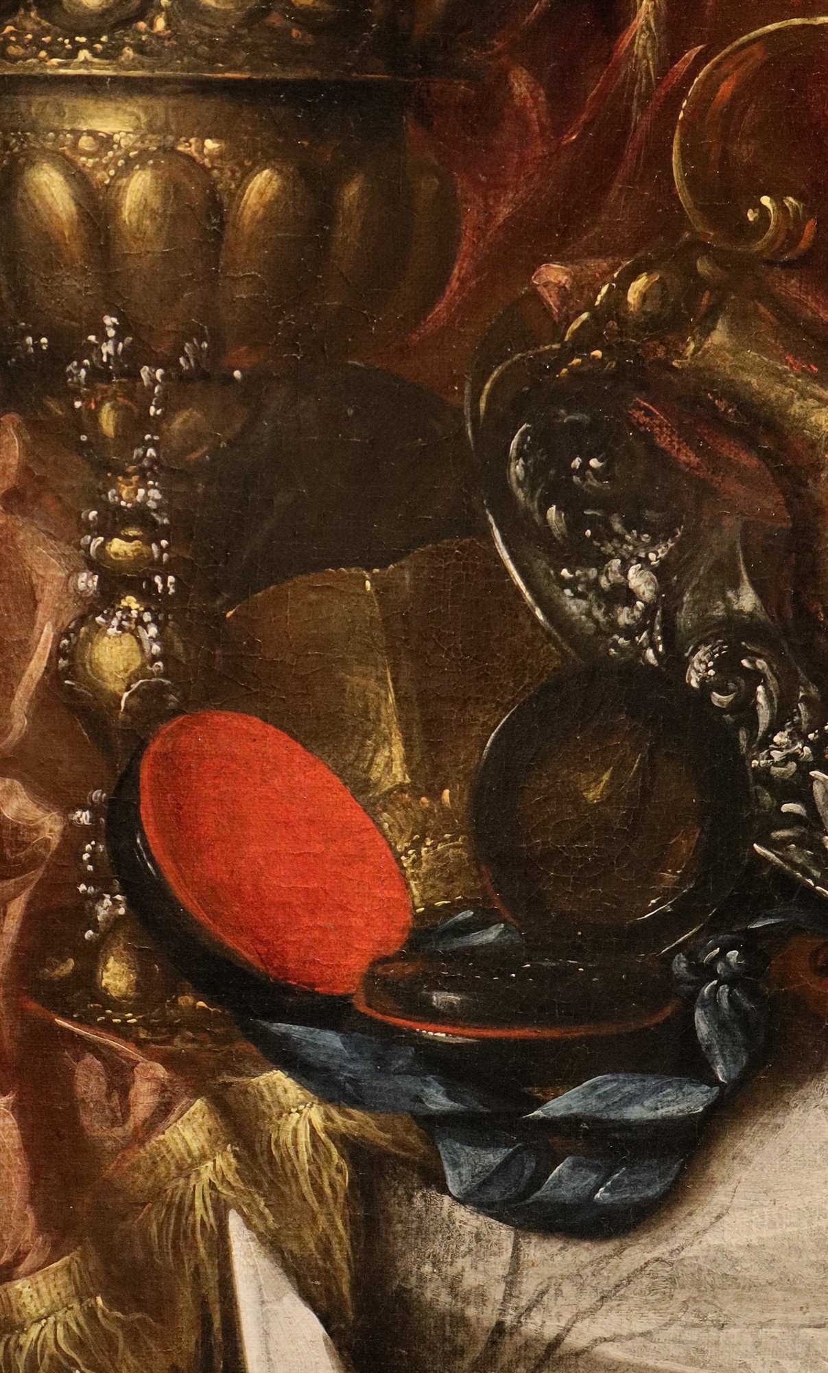 Natura morta Vanitas con oggetti preziosi, strumenti musicali e disegni