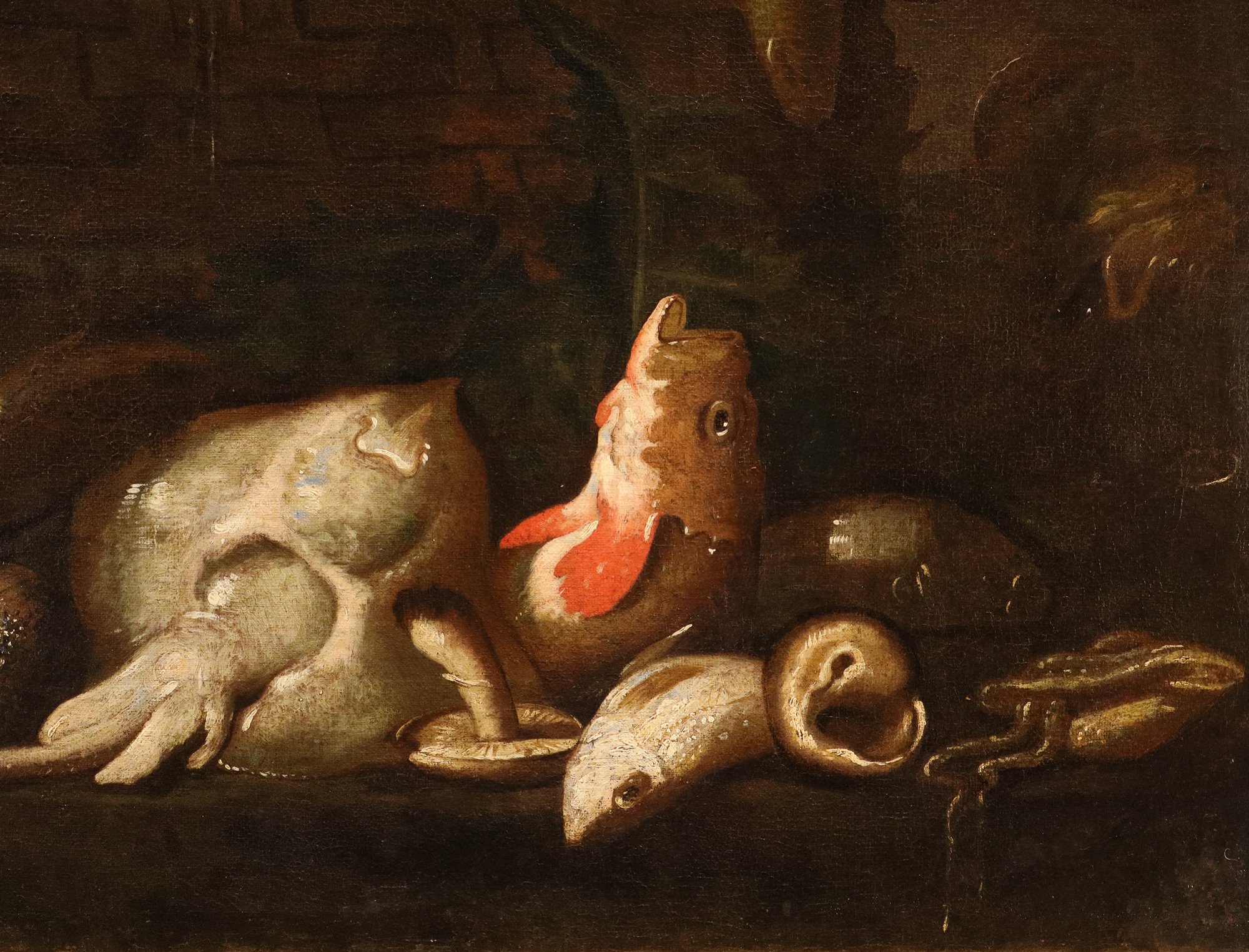 Coppia di nature morte con pesci e crostacei