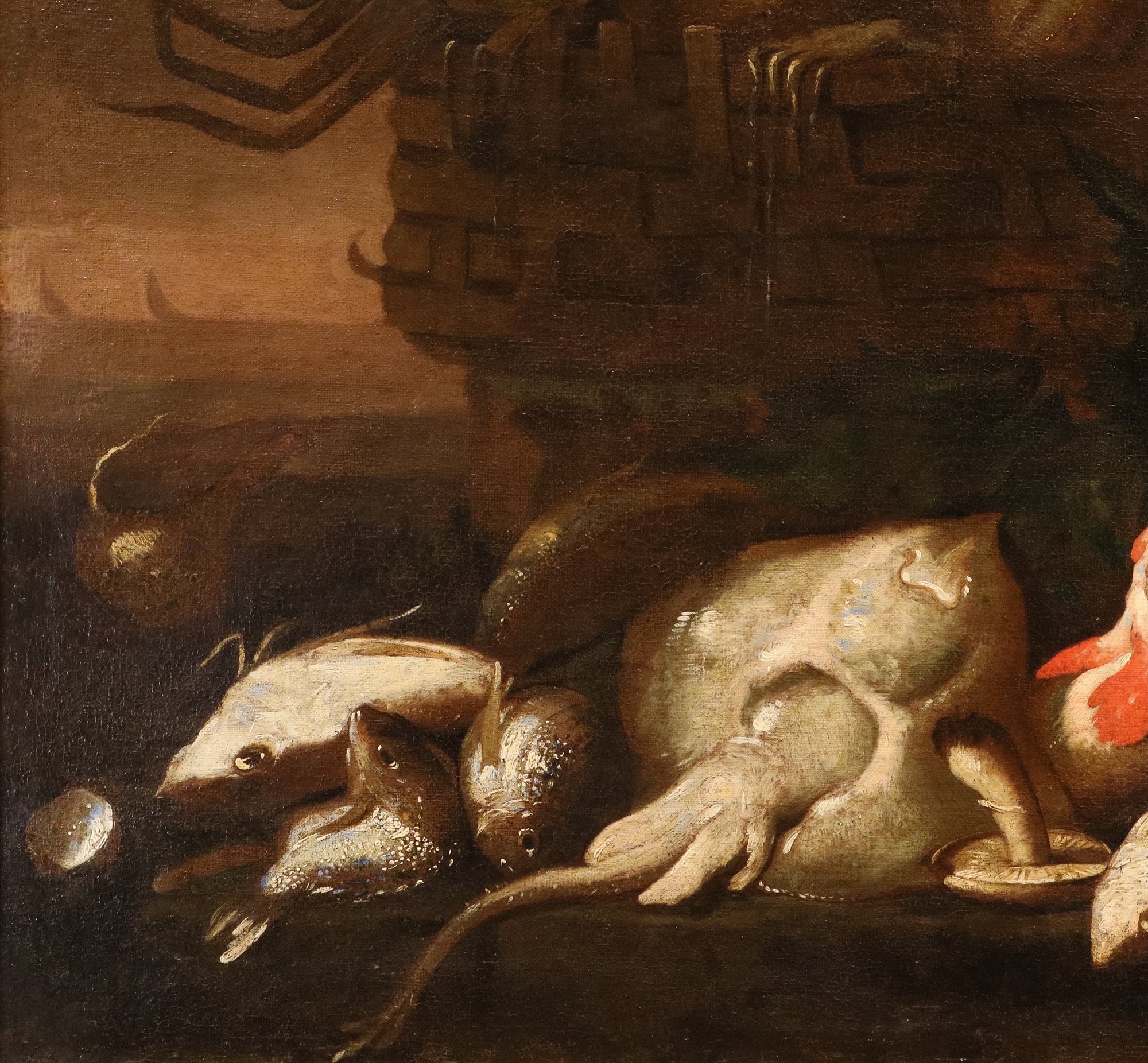 Coppia di nature morte con pesci e crostacei