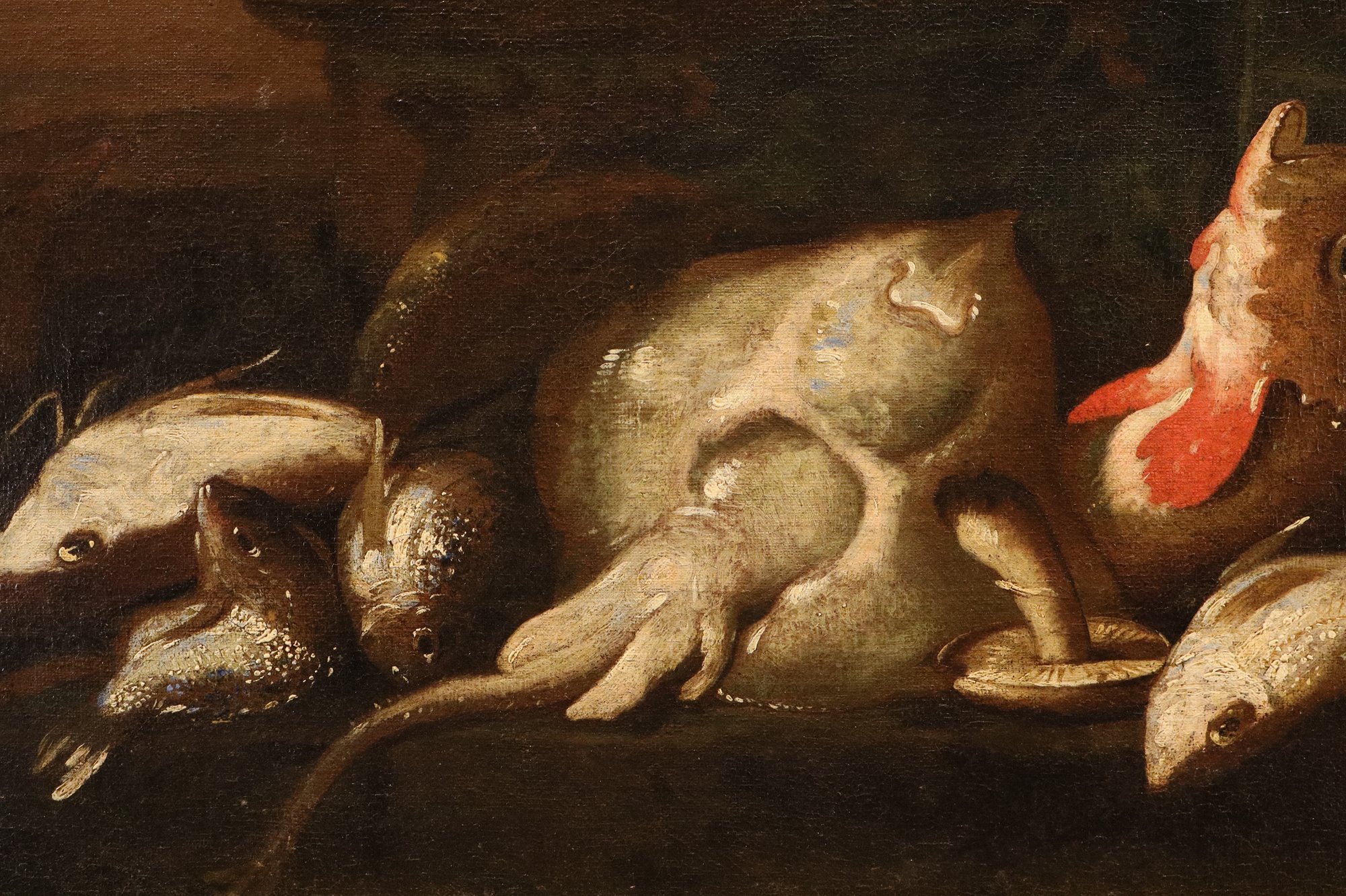 Coppia di nature morte con pesci e crostacei