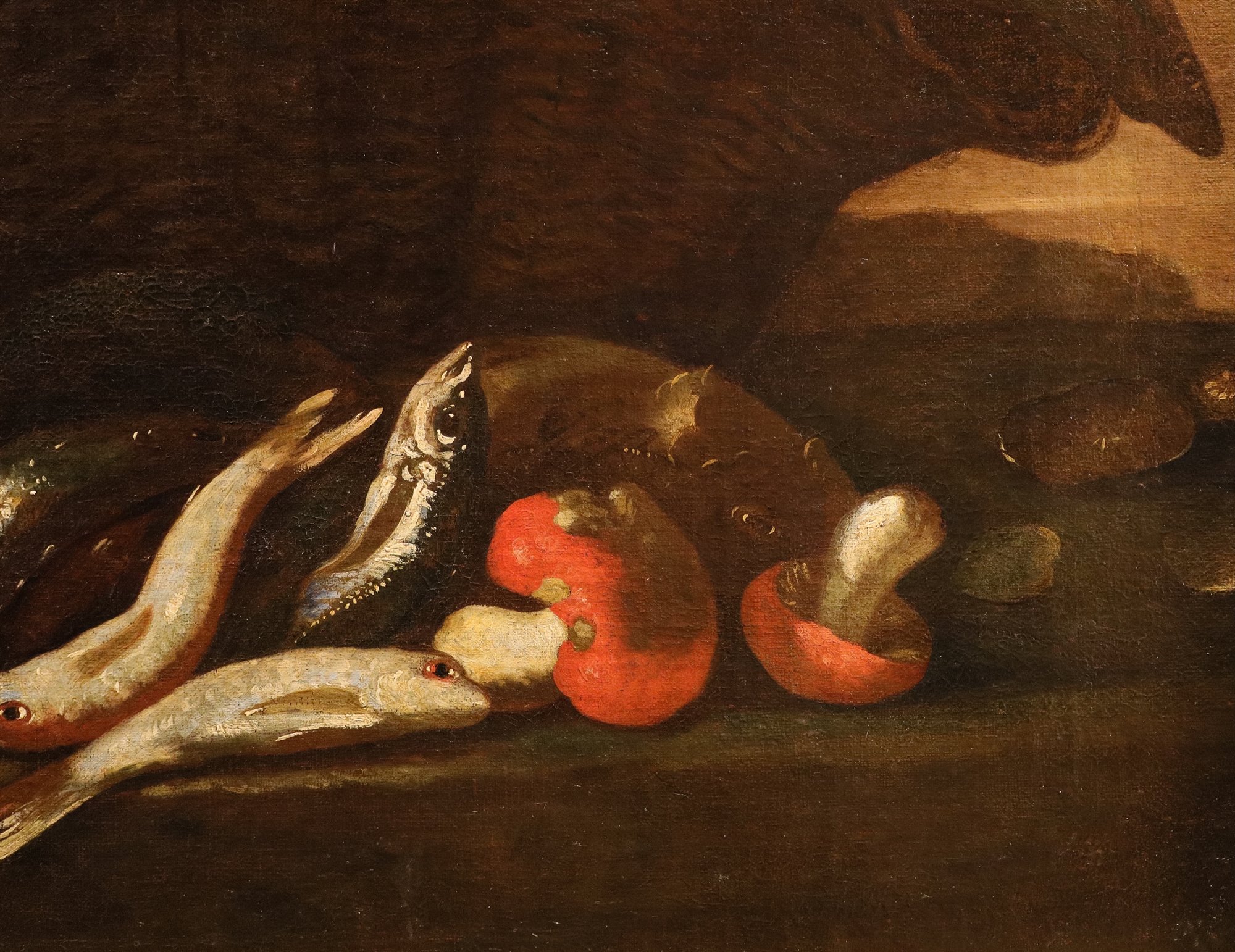 Coppia di nature morte con pesci e crostacei