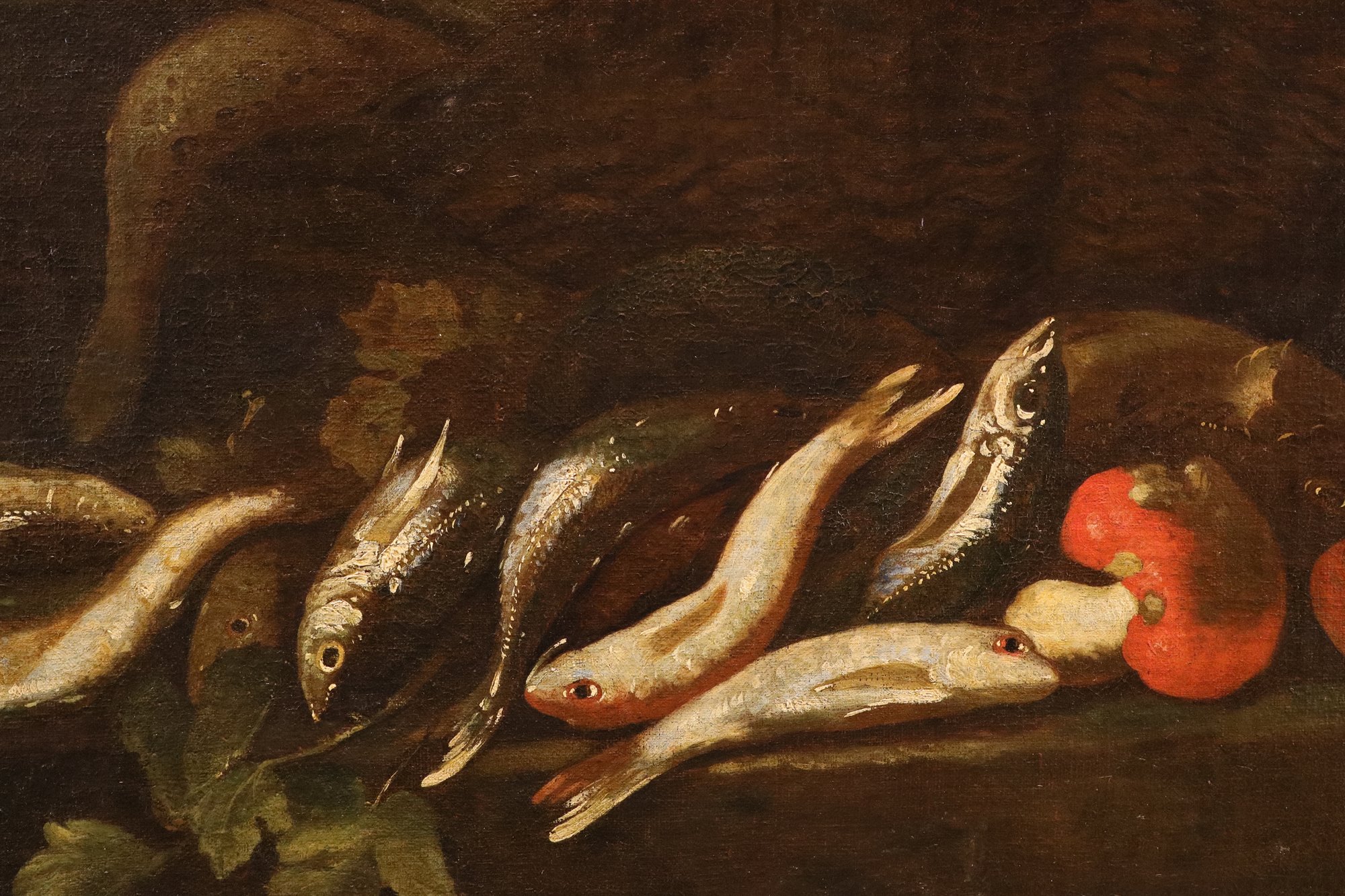 Coppia di nature morte con pesci e crostacei