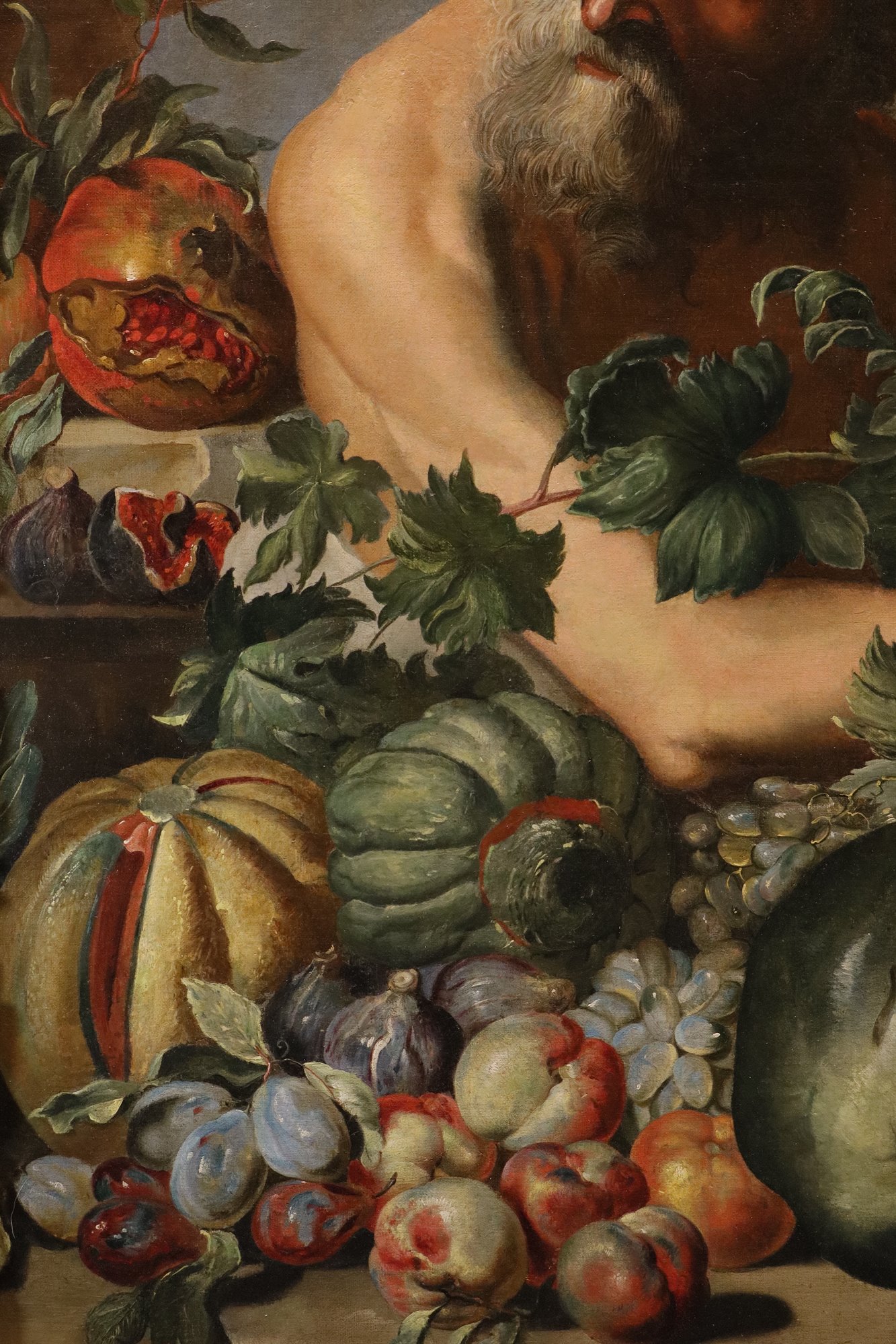 Ritratto del filosofo greco Diogene con composizione di frutta e fiori