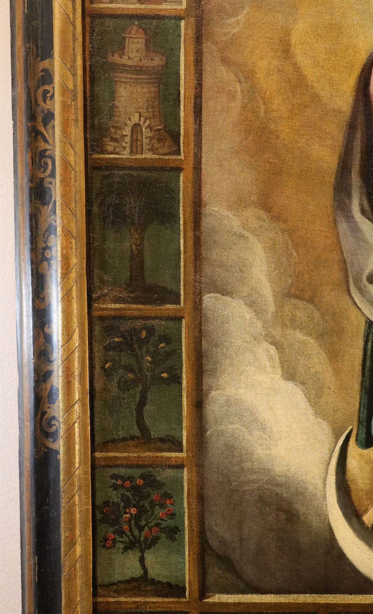 Vergine Immacolata con simboli delle Litanie Lauretane