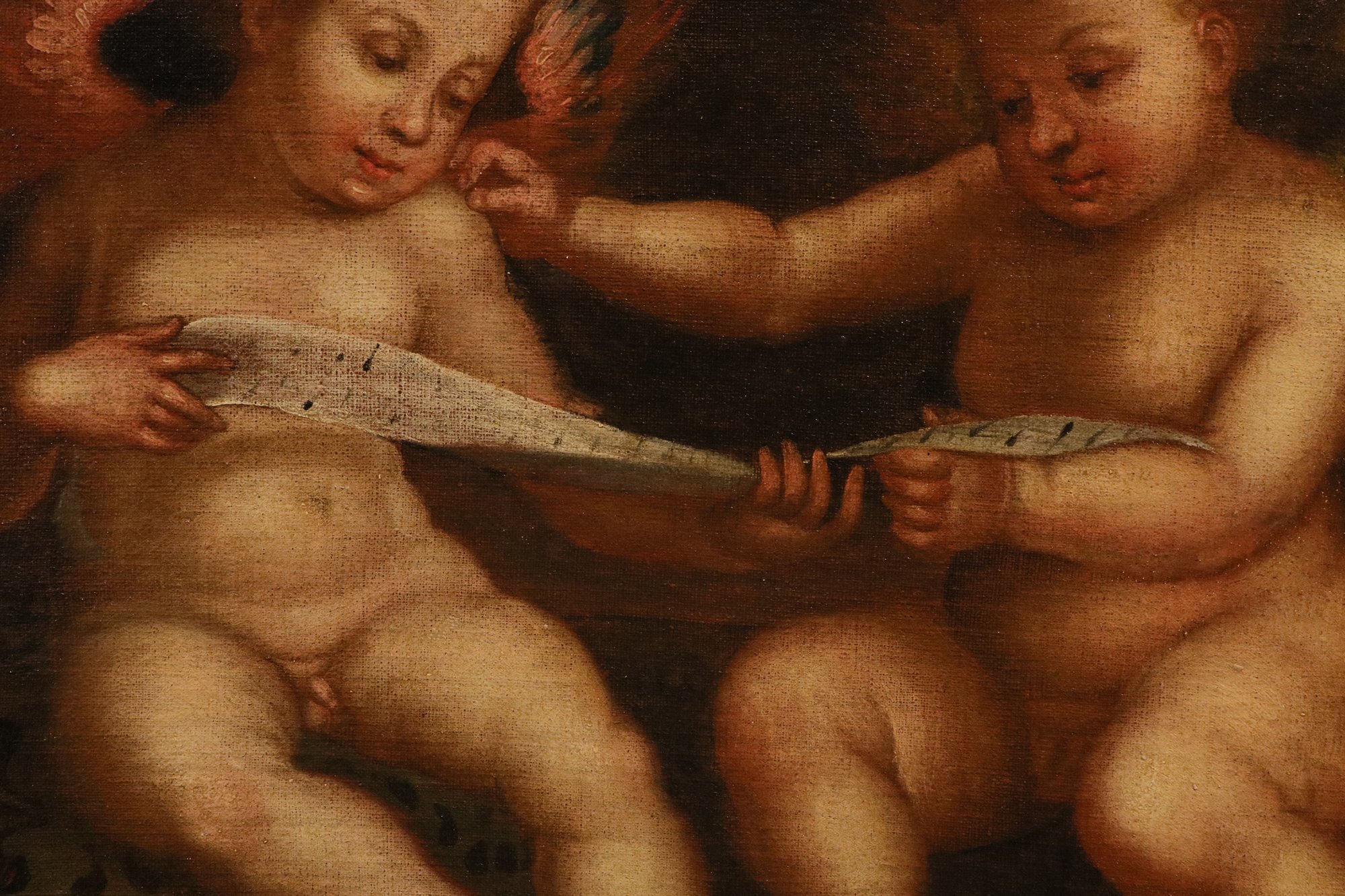 Coppia di dipinti Angeli con cartiglio/ Angeli con libro