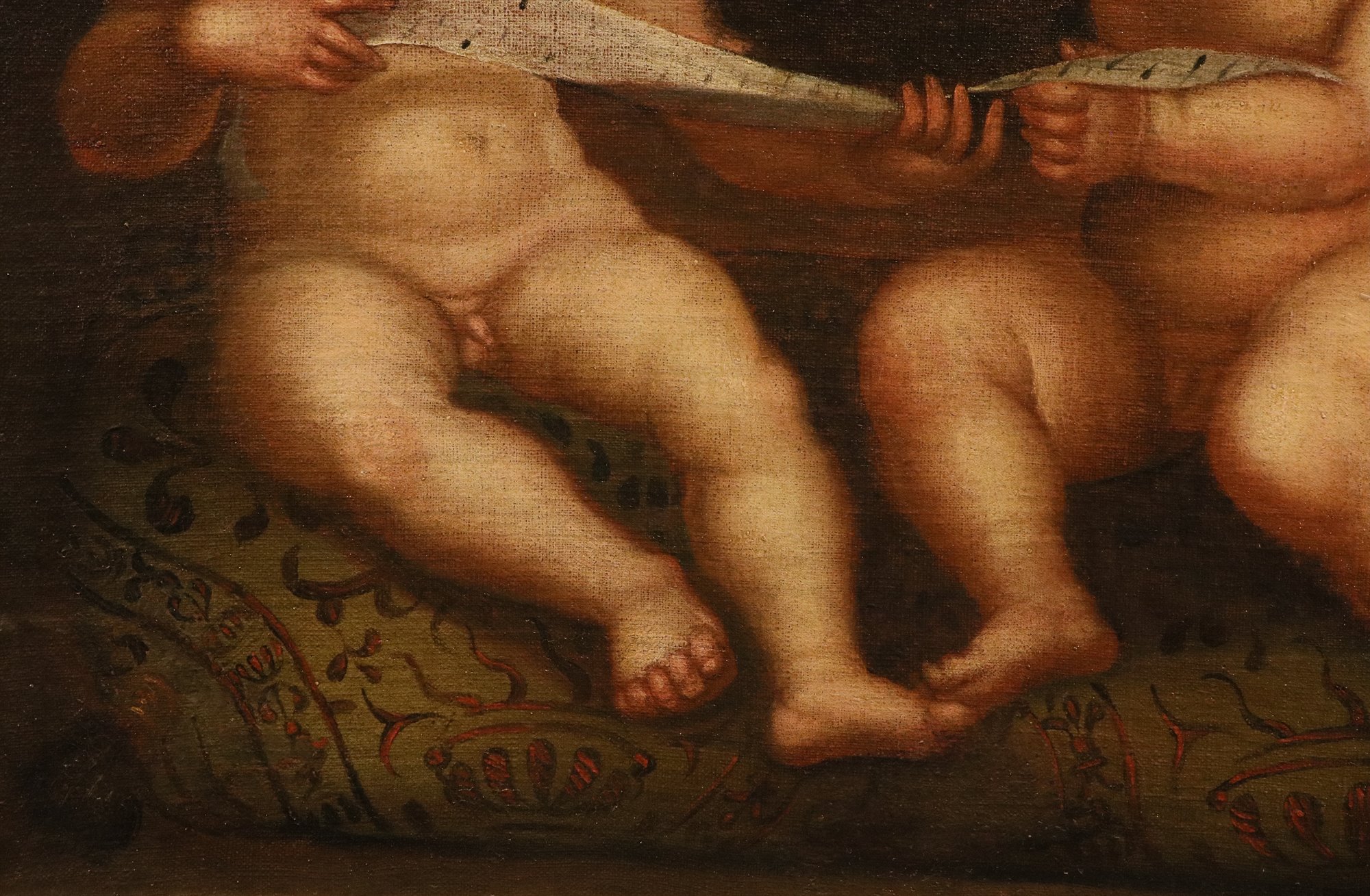 Coppia di dipinti Angeli con cartiglio/ Angeli con libro