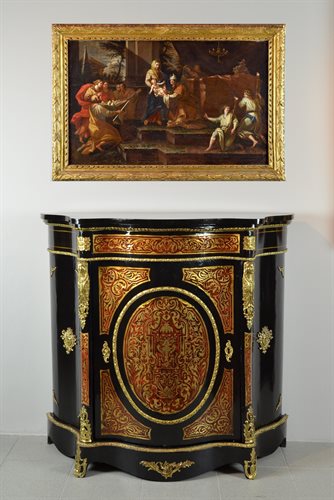 Credenza mossa ad un’anta intarsiata