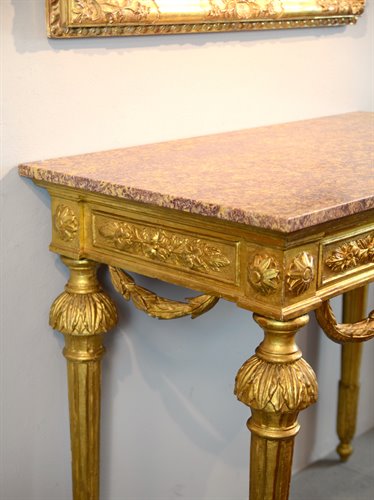 Antica consolle Luigi XVI in legno intagliato e dorato