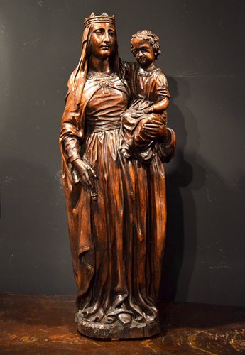 Scultura lignea raffigurante Madonna con Bambino