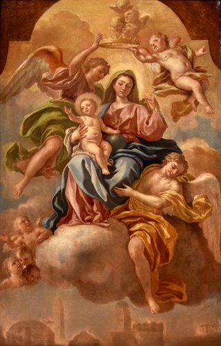 Madonna in gloria incoronata da due angeli (studio per pala d'altare)