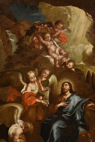 Cristo circondato dagli angeli nel deserto
