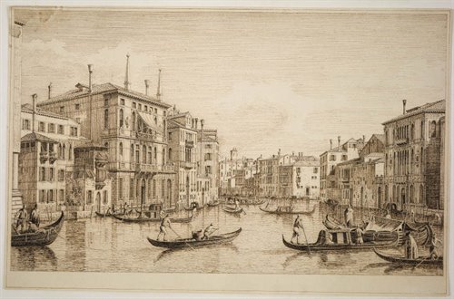 Coppia di vedute di Venezia con il Canal Grande