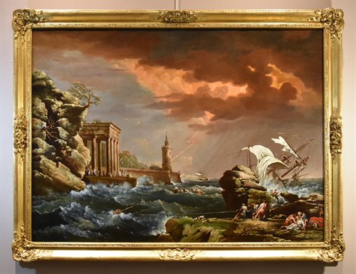 Marina in tempesta con naufragio