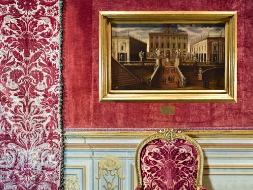 Veduta di Roma con la Piazza del Campidoglio e la Cordonata