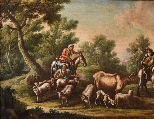Paesaggio con idillio pastorale
