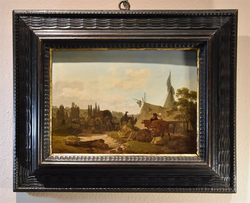 Paesaggi con cavalieri e tenda da campo