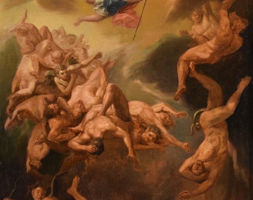 San Michele Arcangelo scaccia gli angeli ribelli dal paradiso