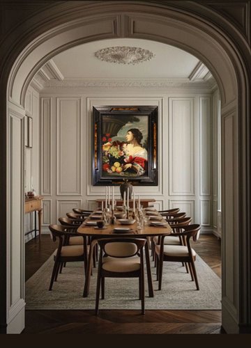 Fanciulla con fiori e frutta