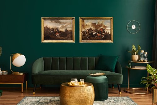 Coppia di battaglie tra cavalieri imperiali e turchi