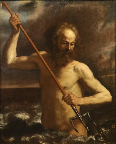 Nettuno sulle onde dell'oceano