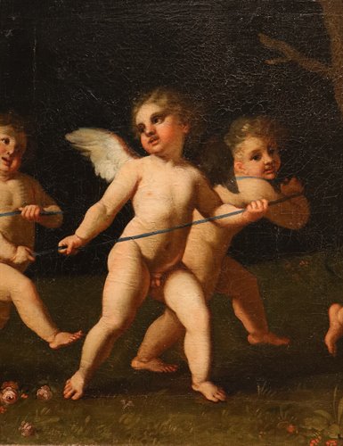 Amorini in gioco con il carro di Venere