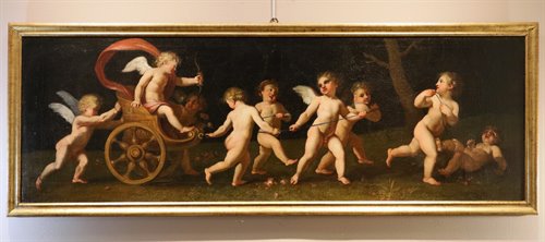 Amorini in gioco con il carro di Venere
