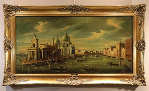 Veduta di Venezia con l'ingresso al Canal Grande, la Dogana e la chiesa di S. Maria della Salute